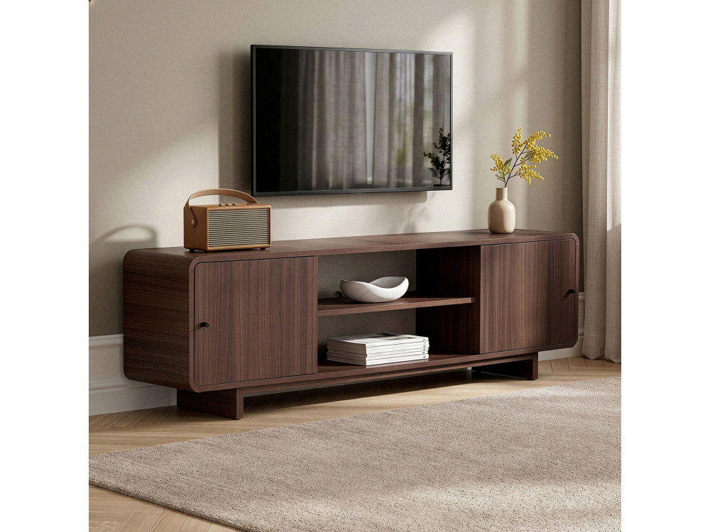 Drewniana szafka pod telewizor „Mirel” – 180 x 34 x 52 cm – brązowa