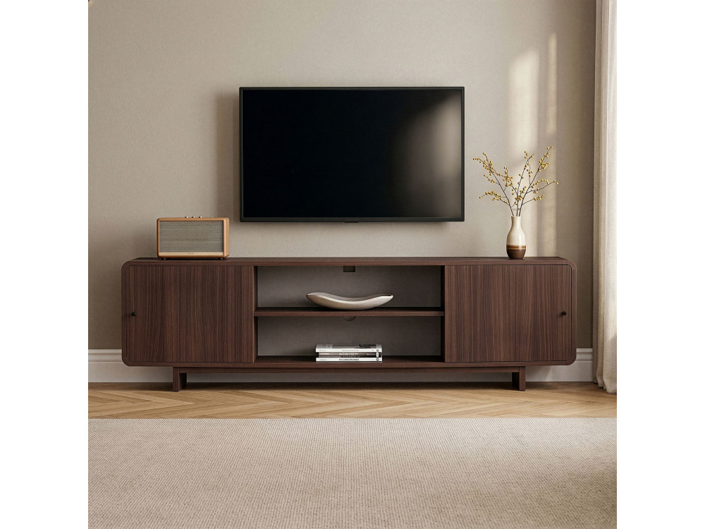 Drewniana szafka pod telewizor „Mirel” – 180 x 34 x 52 cm – brązowa