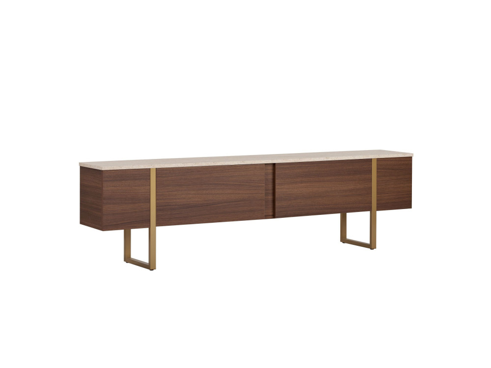 Drewniana szafka pod telewizor „Onera” – 180 x 30 x 50 cm – trawertyn