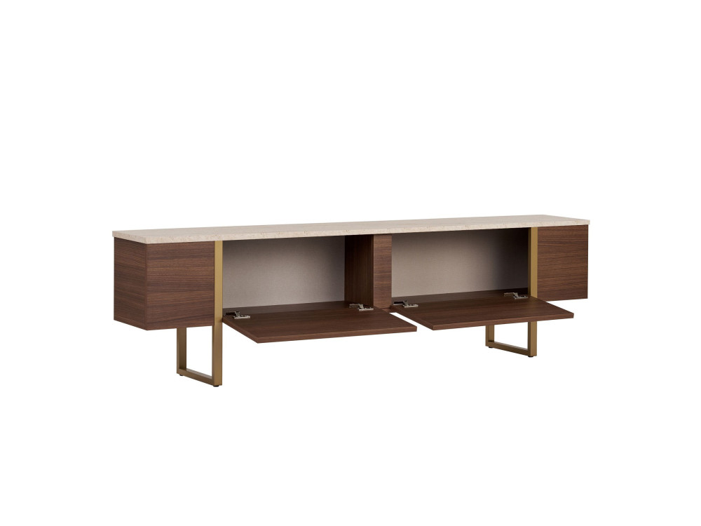 Drewniana szafka pod telewizor „Onera” – 180 x 30 x 50 cm – trawertyn