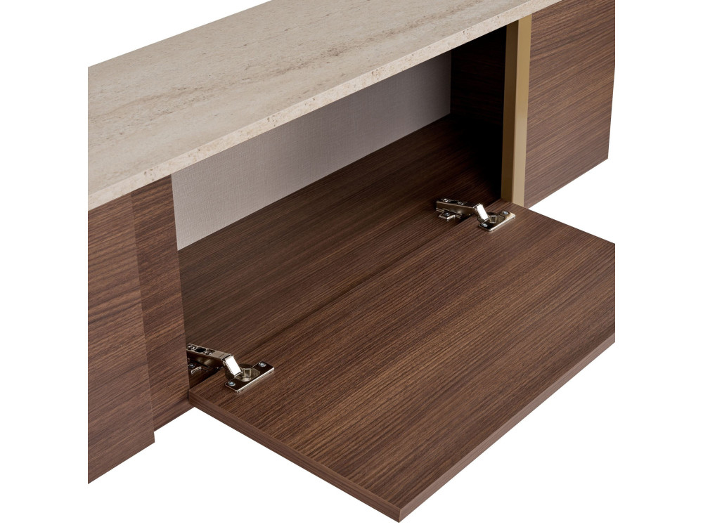 Drewniana szafka pod telewizor „Onera” – 180 x 30 x 50 cm – trawertyn