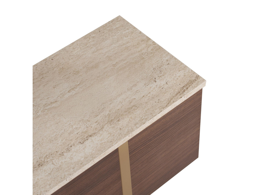Drewniana szafka pod telewizor „Onera” – 180 x 30 x 50 cm – trawertyn