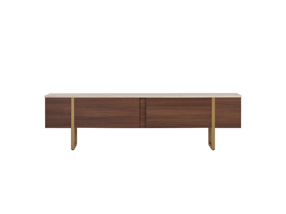 Drewniana szafka pod telewizor „Onera” – 180 x 30 x 50 cm – trawertyn