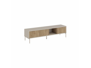 Drewniana szafka pod telewizor „VENTRO” – 150 x 36 x 40 cm – beżowa