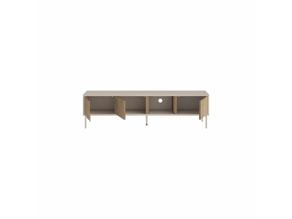 Drewniana szafka pod telewizor „VENTRO” – 150 x 36 x 40 cm – beżowa