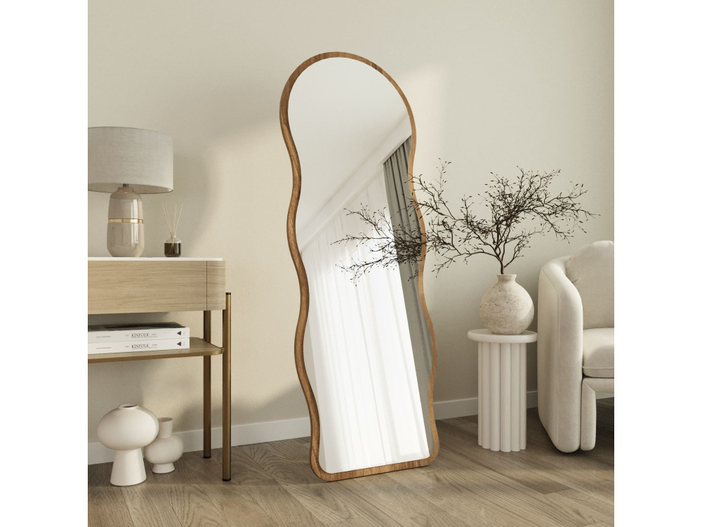 Drewniane lustro stojące „Asial” – 50 x 2 x 160 cm – orzech