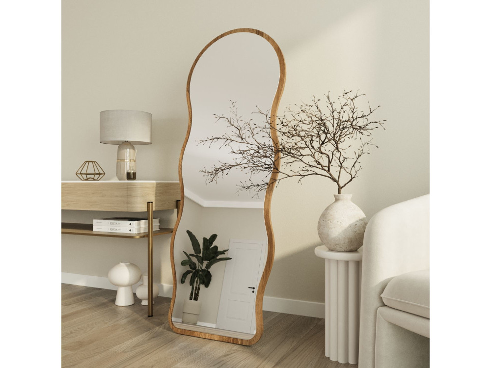 Drewniane lustro stojące „Asial” – 50 x 2 x 160 cm – orzech