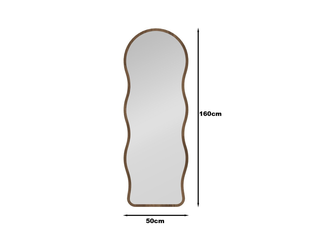 Drewniane lustro stojące „Asial” – 50 x 2 x 160 cm – orzech