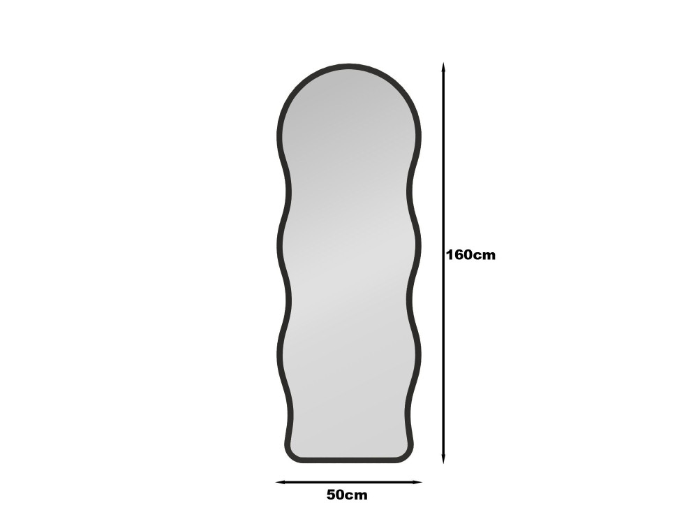 Drewniane lustro na nóżce „Asial” – 50 x 2 x 160 cm – czarne