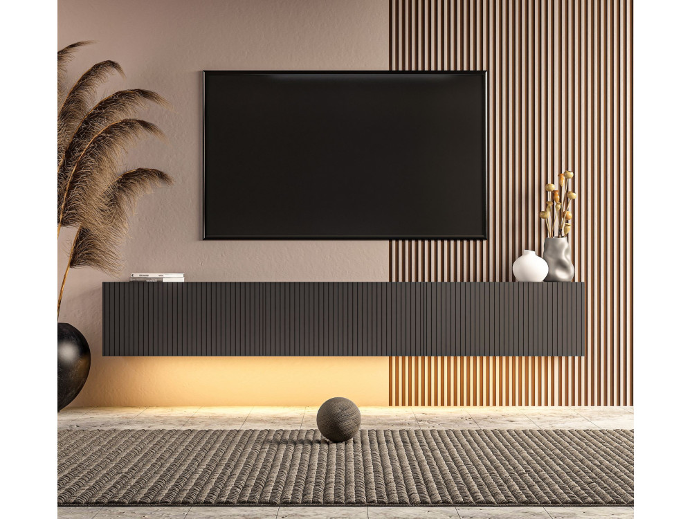 Drewniana szafka pod telewizor „Ada” – 180 x 31 x 29 cm – antracyt