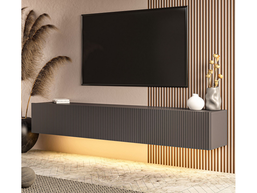 Drewniana szafka pod telewizor „Ada” – 180 x 31 x 29 cm – antracyt