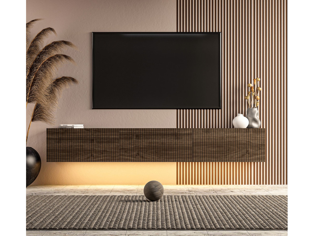 Drewniana szafka pod telewizor „Ada” – 180 x 31 x 29 cm – orzech