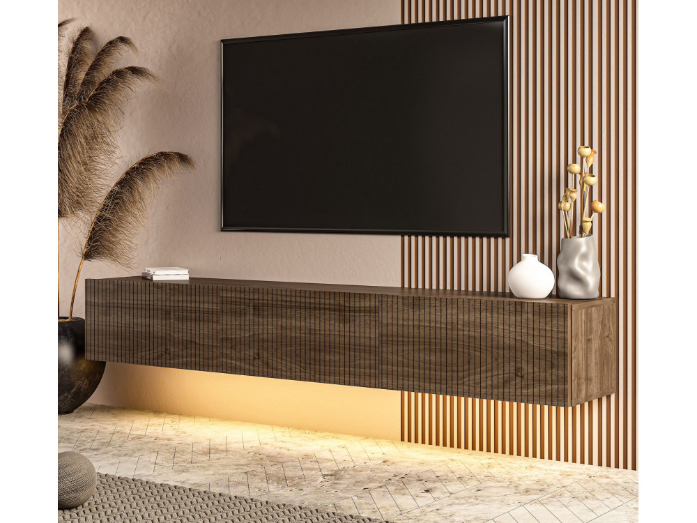 Drewniana szafka pod telewizor „Ada” – 180 x 31 x 29 cm – orzech