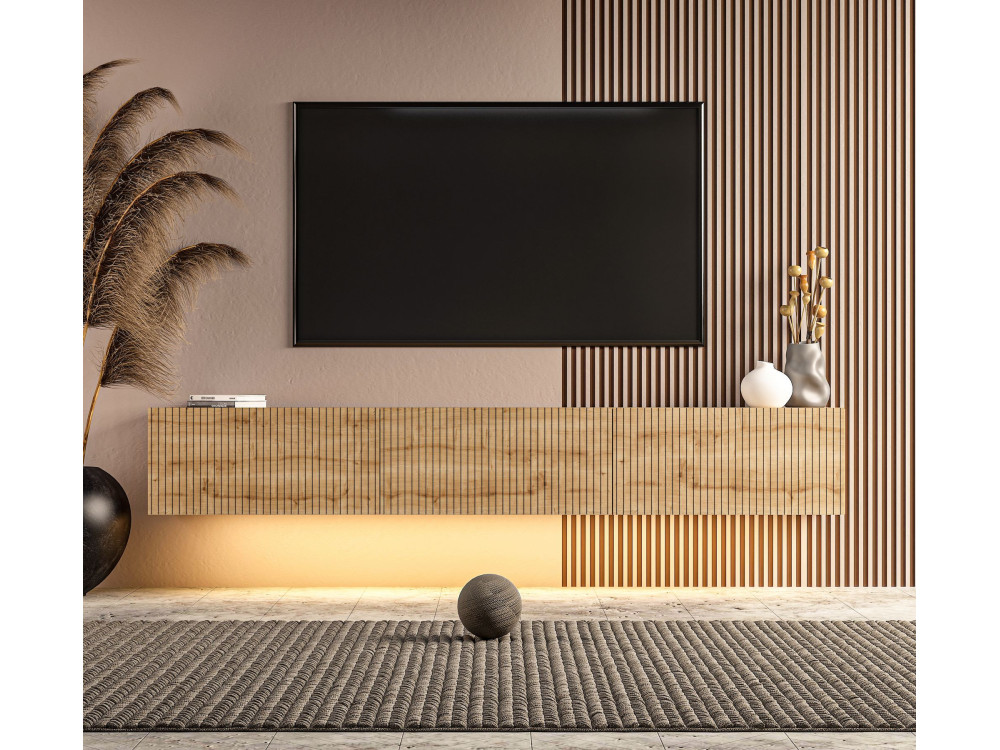 Drewniana szafka pod telewizor „Ada” – 180 x 31 x 29 cm – dąb