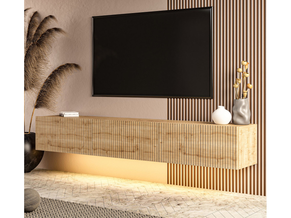 Drewniana szafka pod telewizor „Ada” – 180 x 31 x 29 cm – dąb