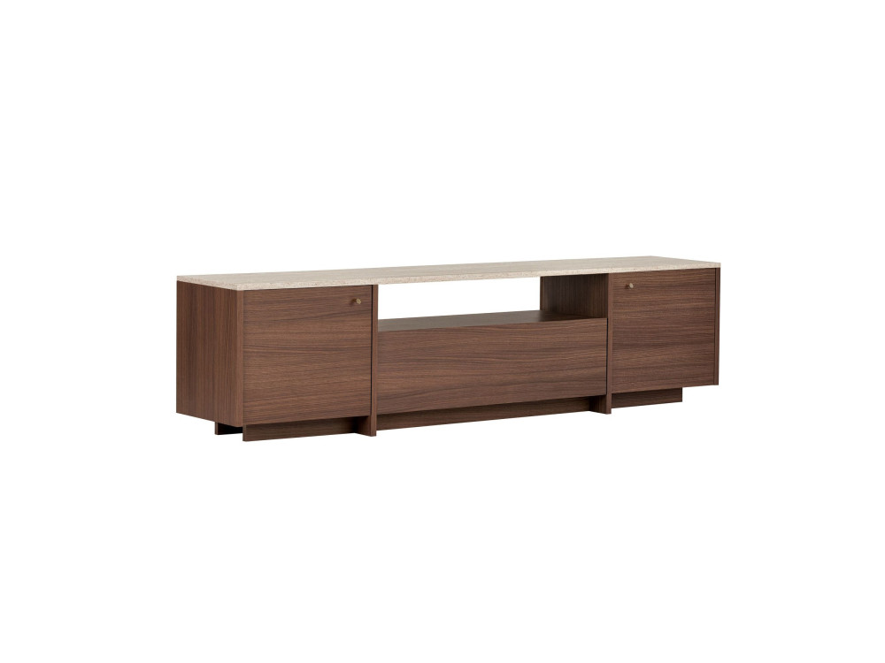 Drewniana szafka pod telewizor „Alvar” – 180 x 35 x 46 cm – trawertyn