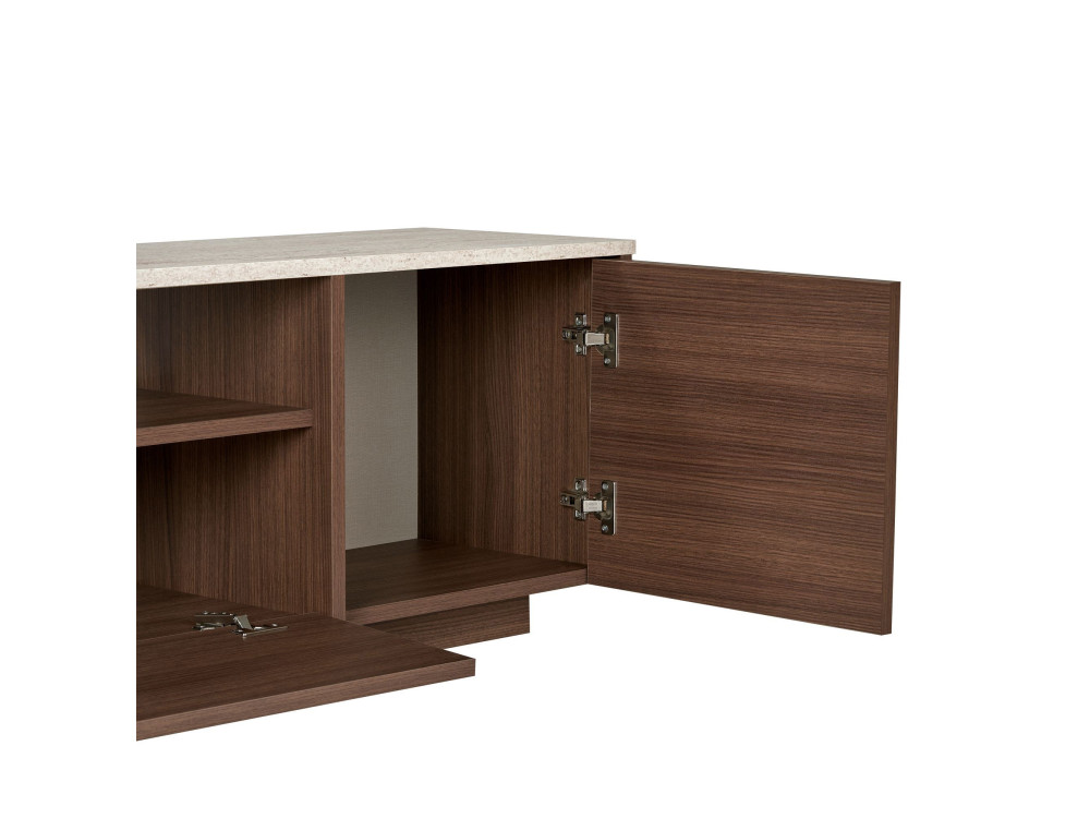 Drewniana szafka pod telewizor „Alvar” – 180 x 35 x 46 cm – trawertyn