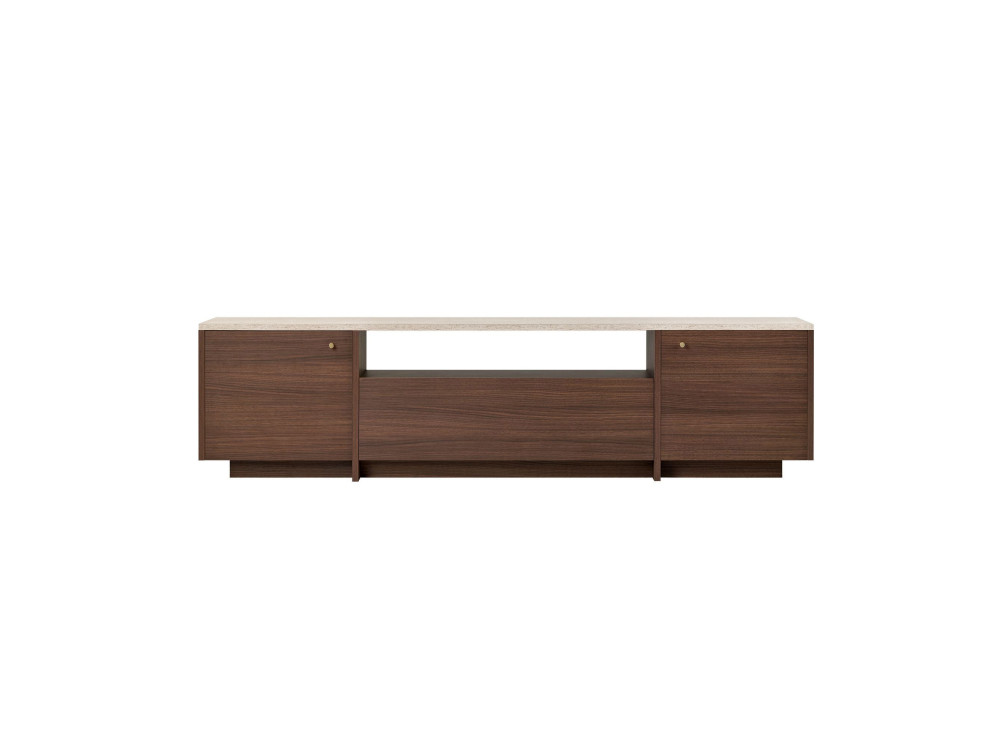 Drewniana szafka pod telewizor „Alvar” – 180 x 35 x 46 cm – trawertyn