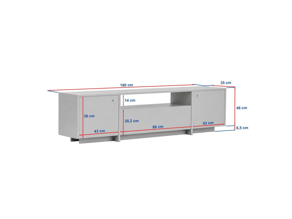 Drewniana szafka pod telewizor „Alvar” – 180 x 35 x 46 cm – trawertyn
