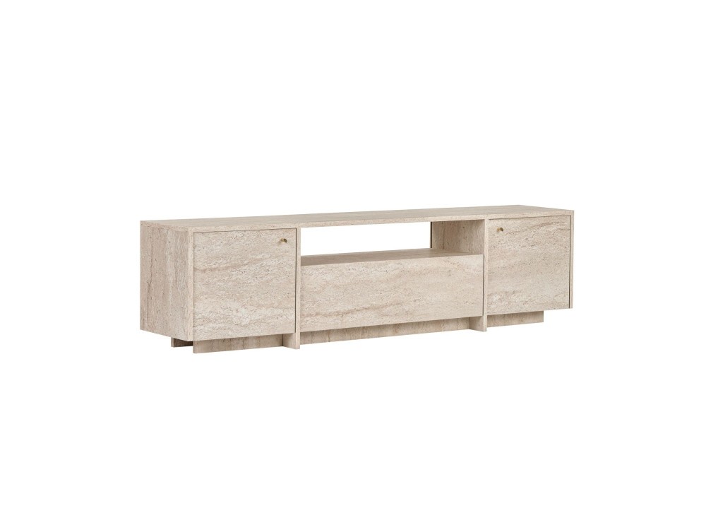 Drewniana szafka pod telewizor „Alvar” – 180 x 35 x 46 cm – beżowa