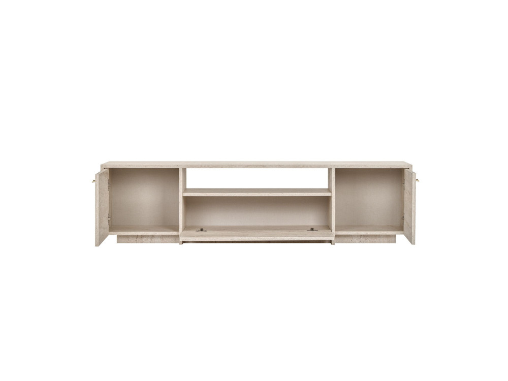 Drewniana szafka pod telewizor „Alvar” – 180 x 35 x 46 cm – beżowa