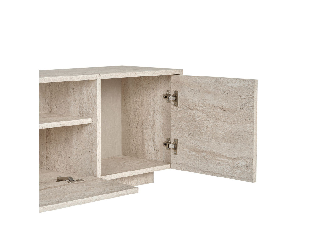 Drewniana szafka pod telewizor „Alvar” – 180 x 35 x 46 cm – beżowa