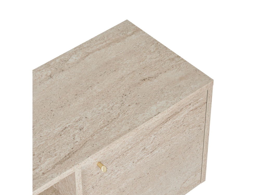 Drewniana szafka pod telewizor „Alvar” – 180 x 35 x 46 cm – beżowa