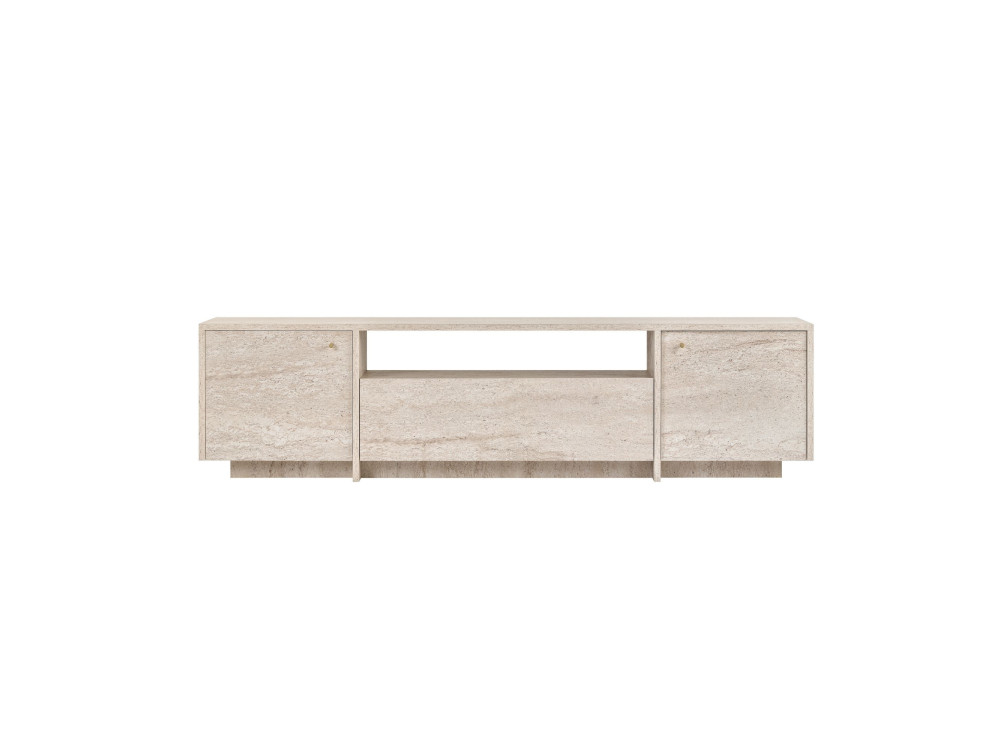 Drewniana szafka pod telewizor „Alvar” – 180 x 35 x 46 cm – beżowa