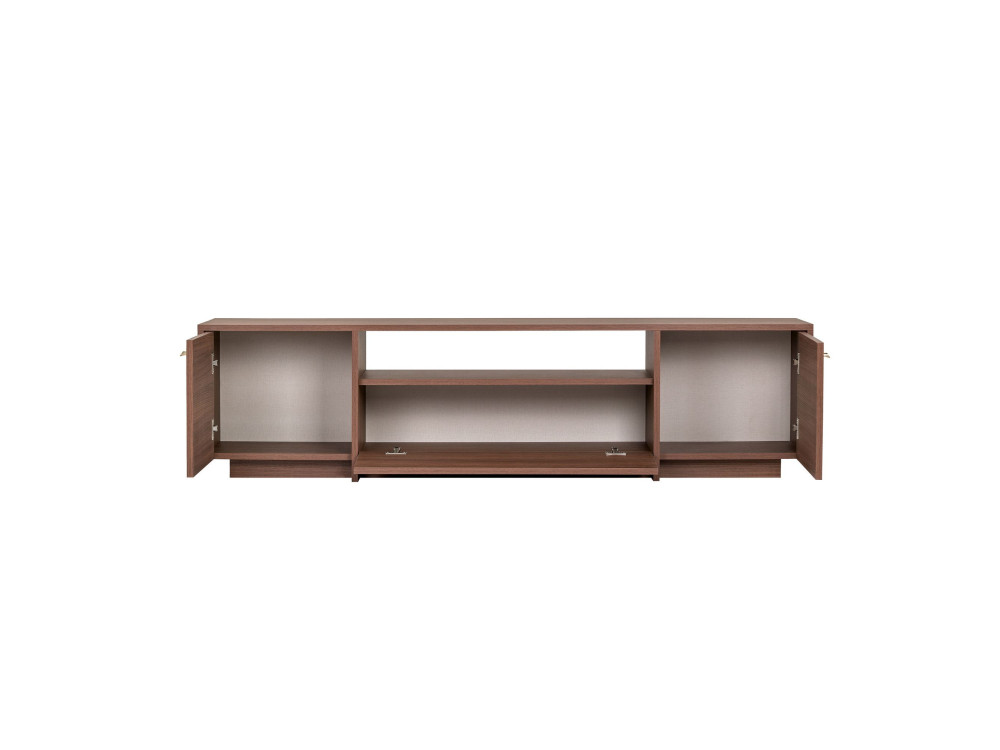 Drewniana szafka pod telewizor „Alvar” – 180 x 35 x 46 cm – brązowa