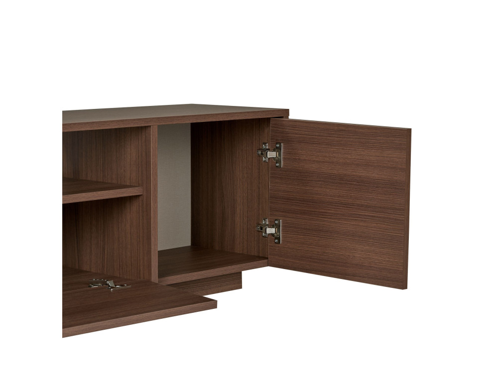Drewniana szafka pod telewizor „Alvar” – 180 x 35 x 46 cm – brązowa