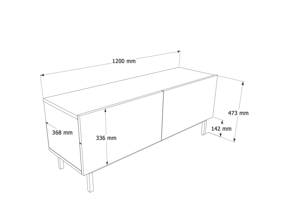 Drewniana szafka pod telewizor „Coast” – 120 x 47,3 x 36,8 cm – kolor piaskowy