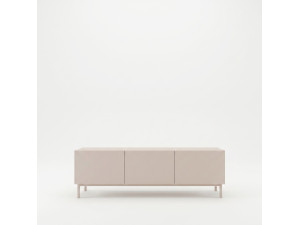 Drewniana szafka pod telewizor „Coast” – 150 x 37 x 48 cm – beżowa