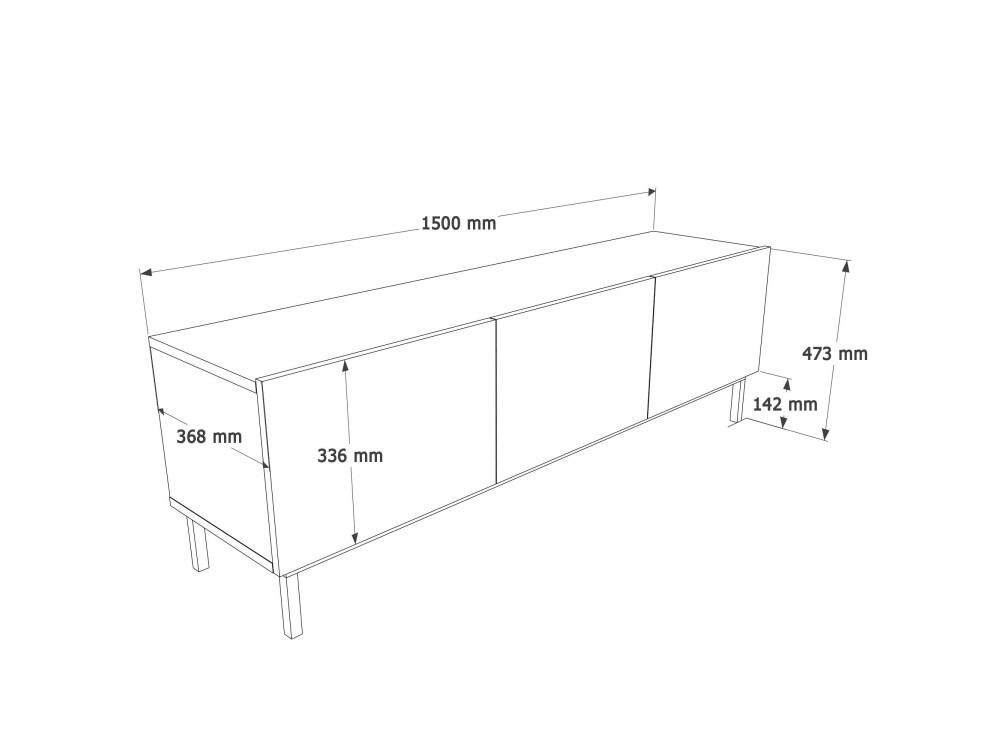 Drewniana szafka pod telewizor „Coast” – 150 x 37 x 48 cm – beżowa