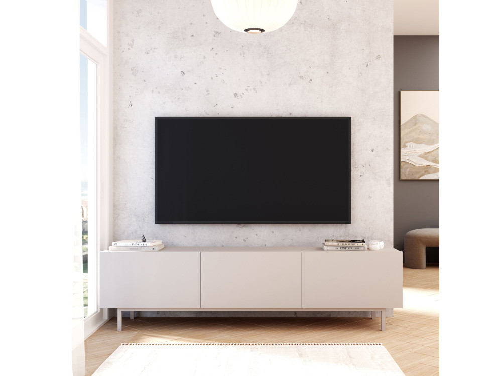 Drewniana szafka pod telewizor „Coast” – 180 x 37 x 47 cm – beżowa