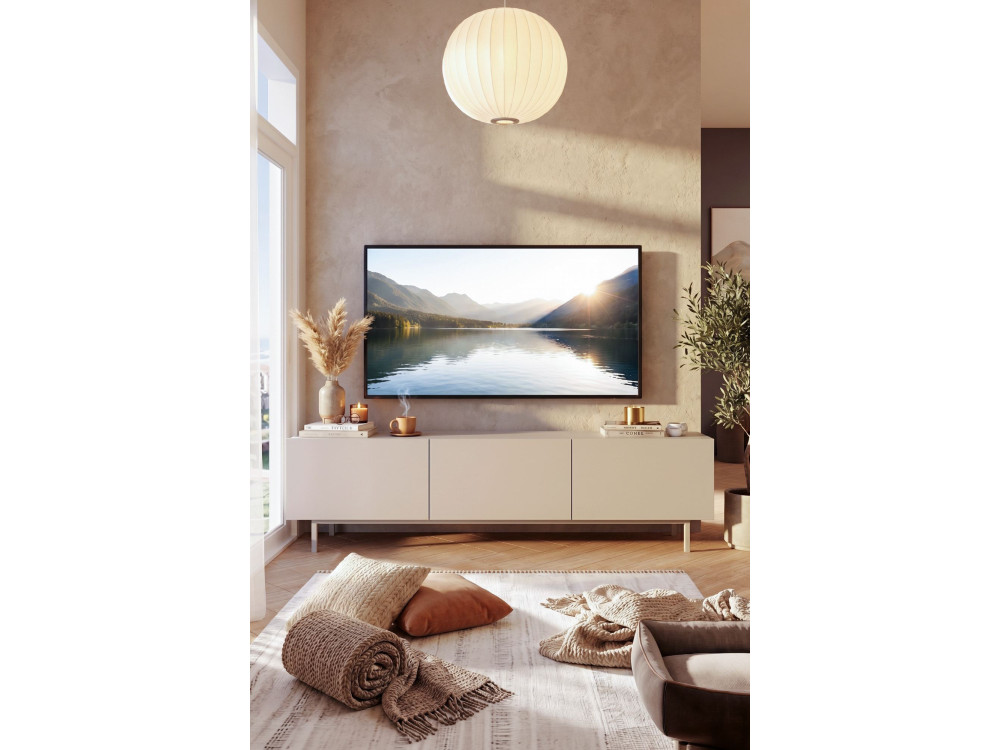 Drewniana szafka pod telewizor „Coast” – 180 x 37 x 47 cm – beżowa