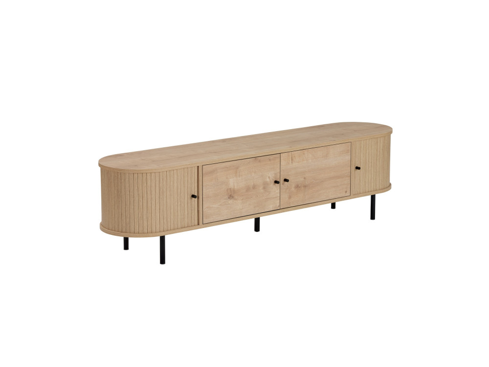 Drewniana szafka pod telewizor „Gentle” – 180 x 40 x 47 cm – beżowa