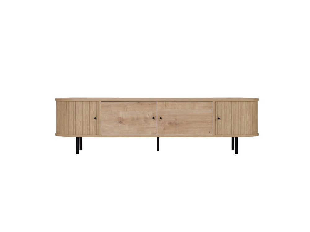 Drewniana szafka pod telewizor „Gentle” – 180 x 40 x 47 cm – beżowa