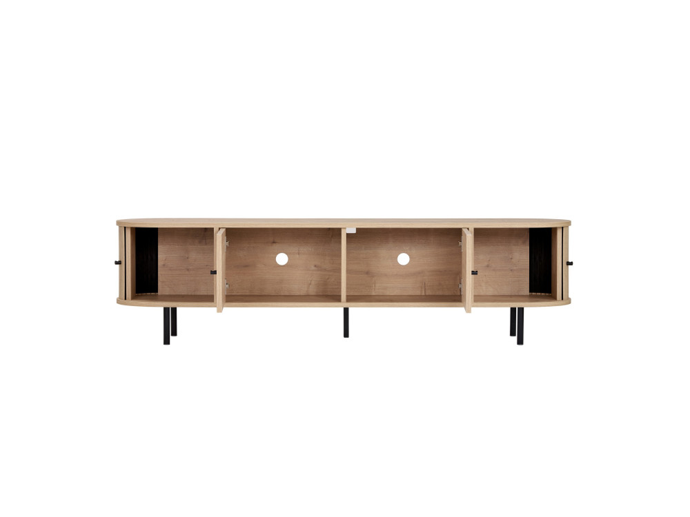 Drewniana szafka pod telewizor „Gentle” – 180 x 40 x 47 cm – beżowa