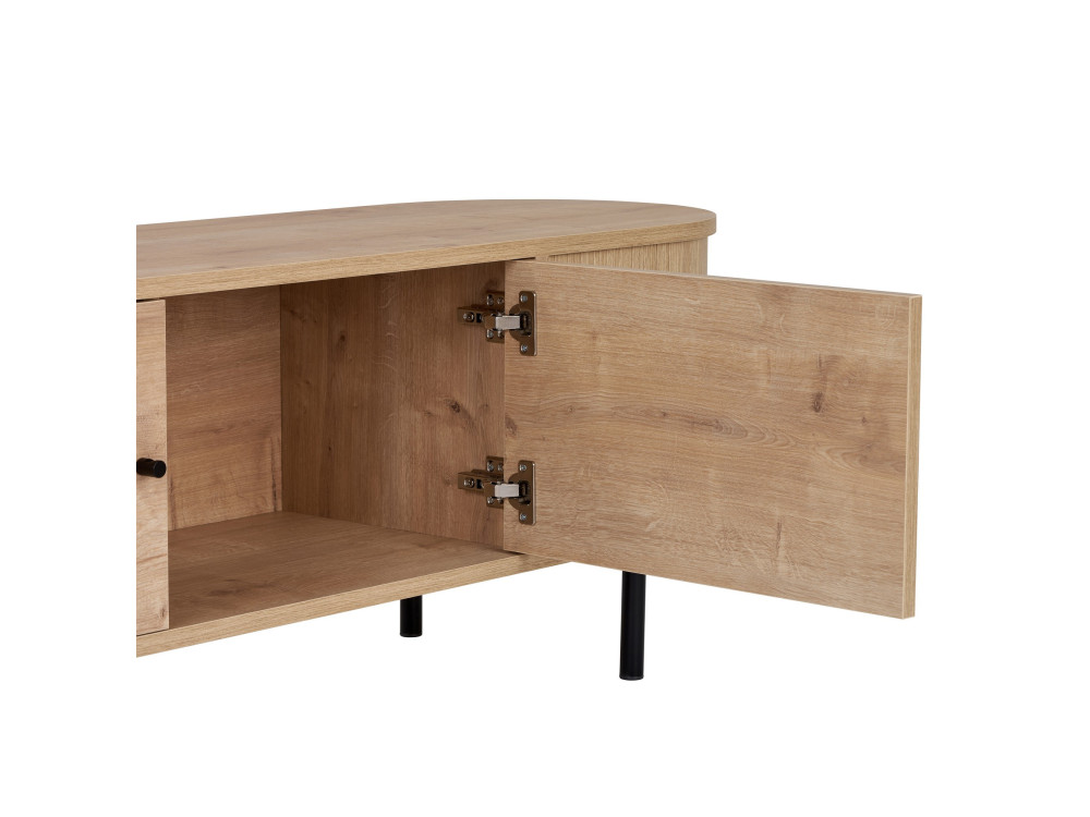 Drewniana szafka pod telewizor „Gentle” – 180 x 40 x 47 cm – beżowa