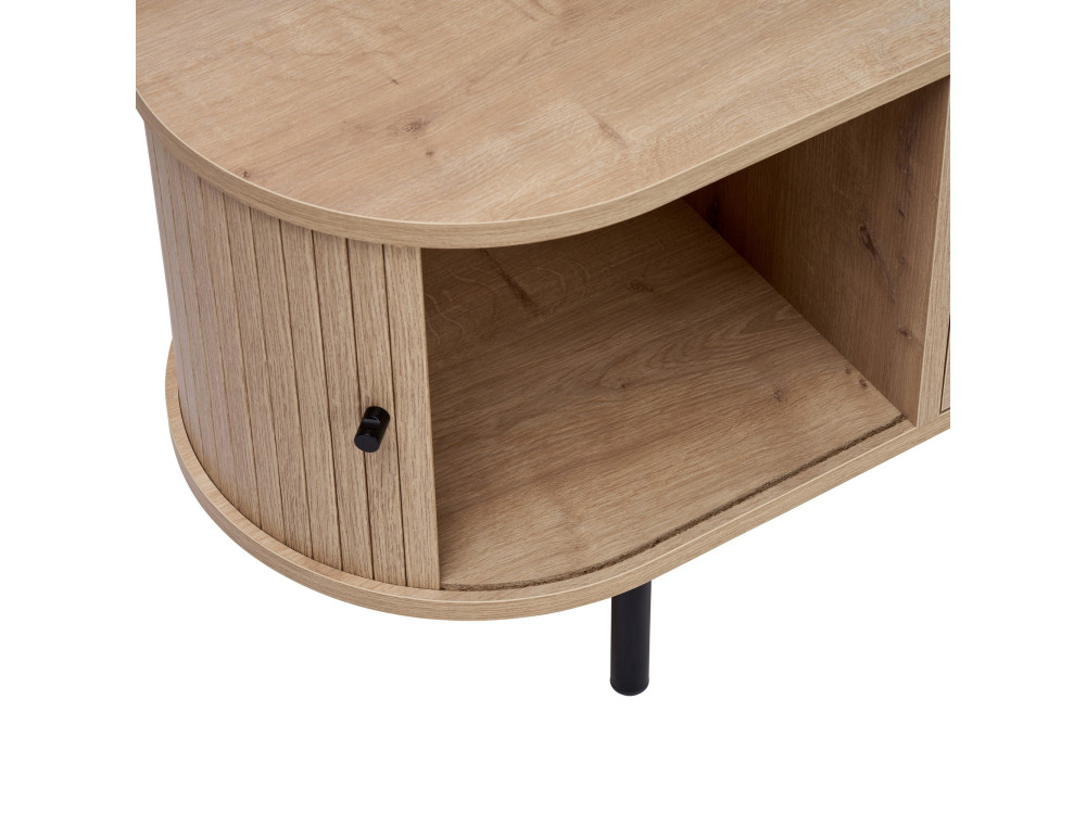 Drewniana szafka pod telewizor „Gentle” – 180 x 40 x 47 cm – beżowa