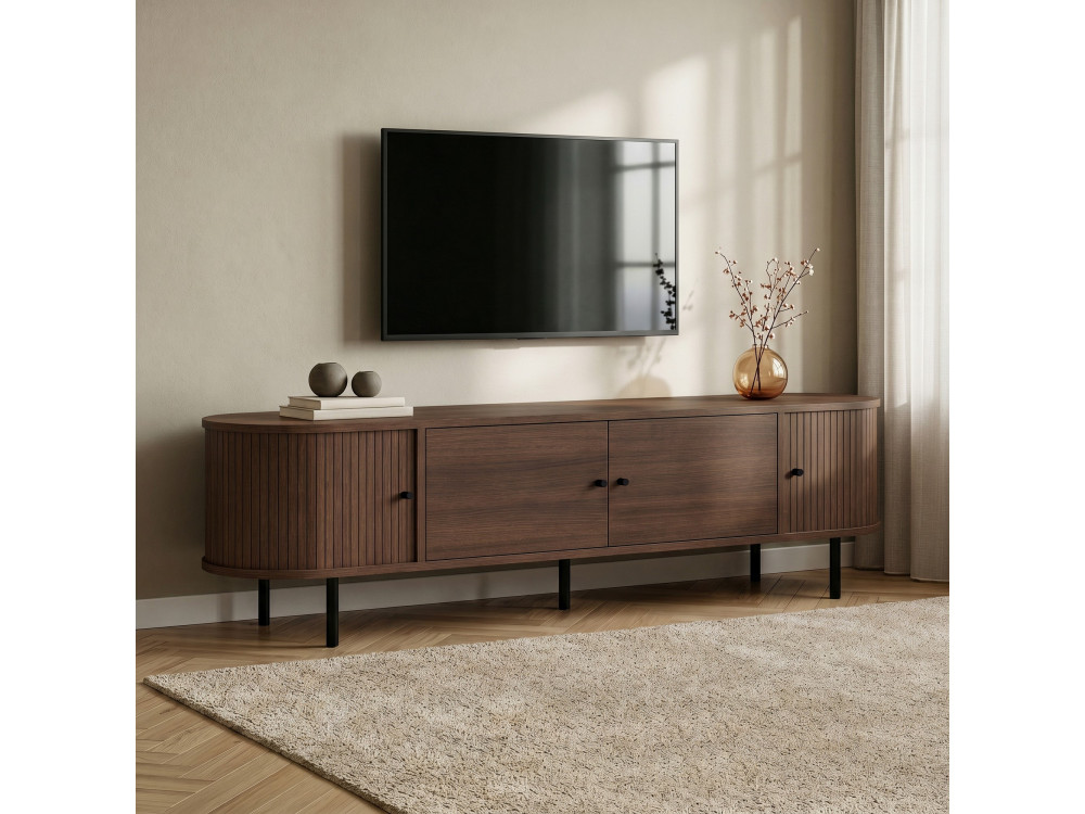 Drewniana szafka pod telewizor „Gentle” – 180 x 40 x 47 cm – brązowa