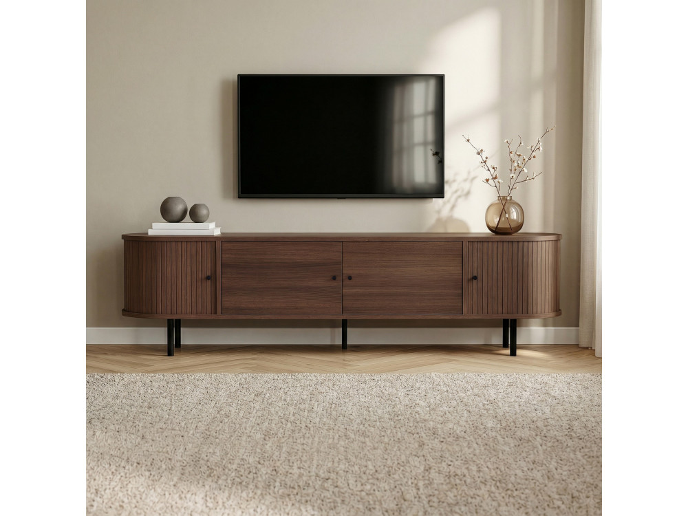 Drewniana szafka pod telewizor „Gentle” – 180 x 40 x 47 cm – brązowa