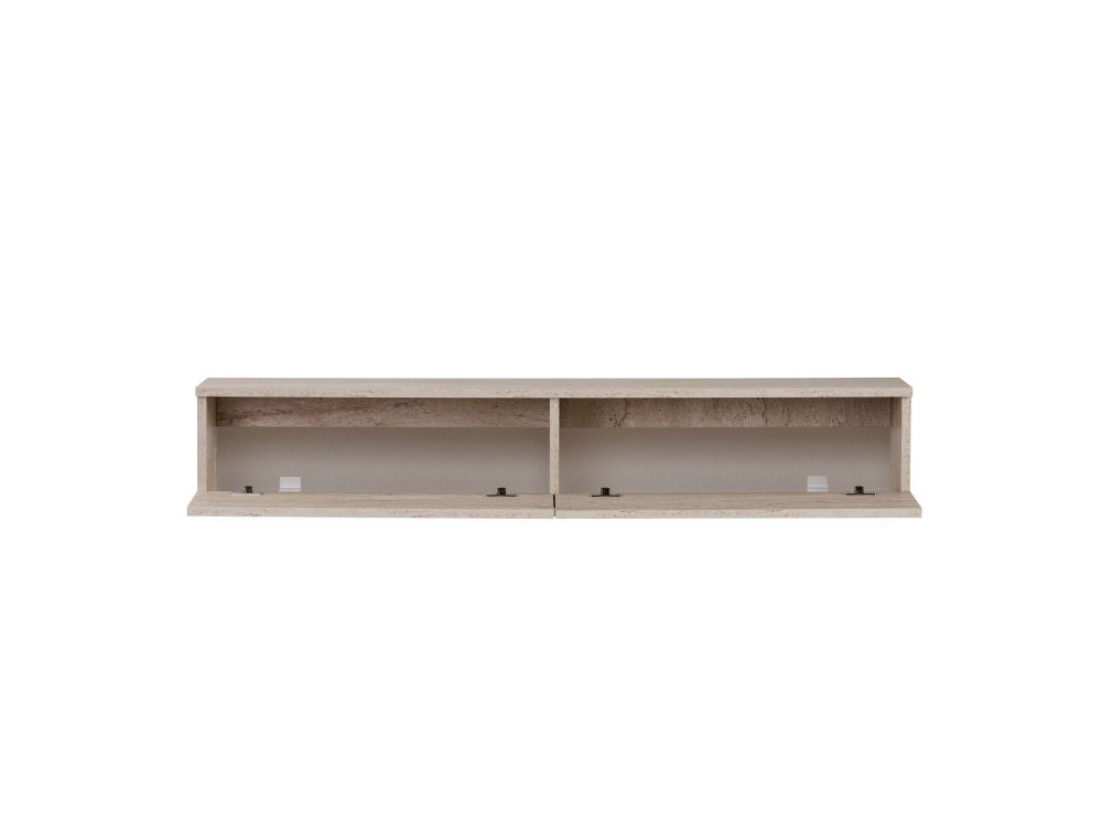 Drewniana szafka pod telewizor „Ligne 140” – 140 x 25 x 25 cm – trawertyn