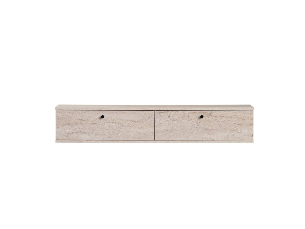 Drewniana szafka pod telewizor „Ligne 140” – 140 x 25 x 25 cm – trawertyn