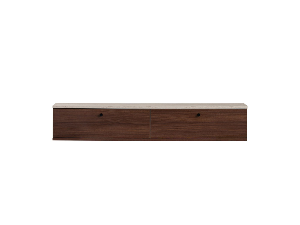 Drewniana szafka pod telewizor „Ligne 140” – 140 x 25 x 25 cm – brązowa