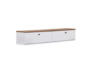 Drewniana szafka pod telewizor „Ligne 140” – 140 x 25 x 25 cm – biała