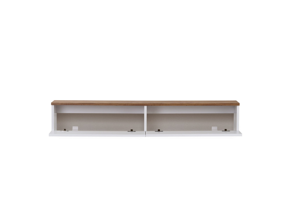 Drewniana szafka pod telewizor „Ligne 140” – 140 x 25 x 25 cm – biała