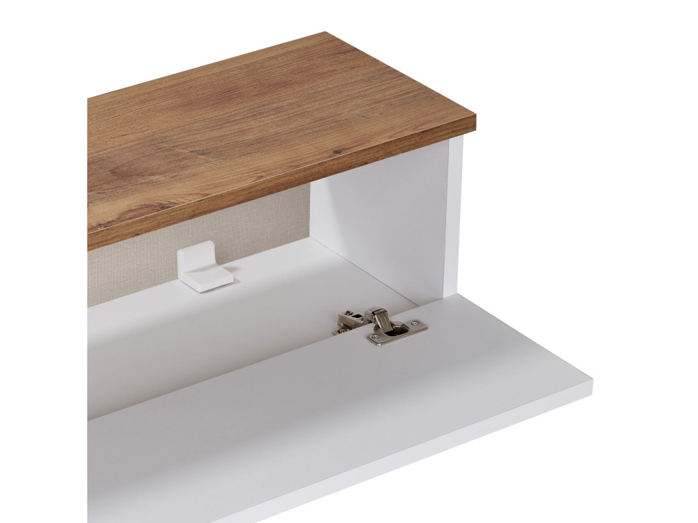 Drewniana szafka pod telewizor „Ligne 140” – 140 x 25 x 25 cm – biała