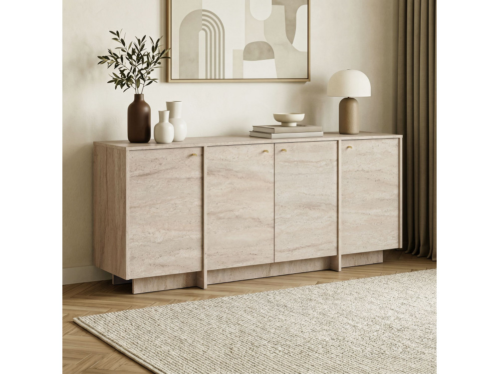 Drewniana konsola „Varen” – 180 x 45 x 82 cm – trawertyn