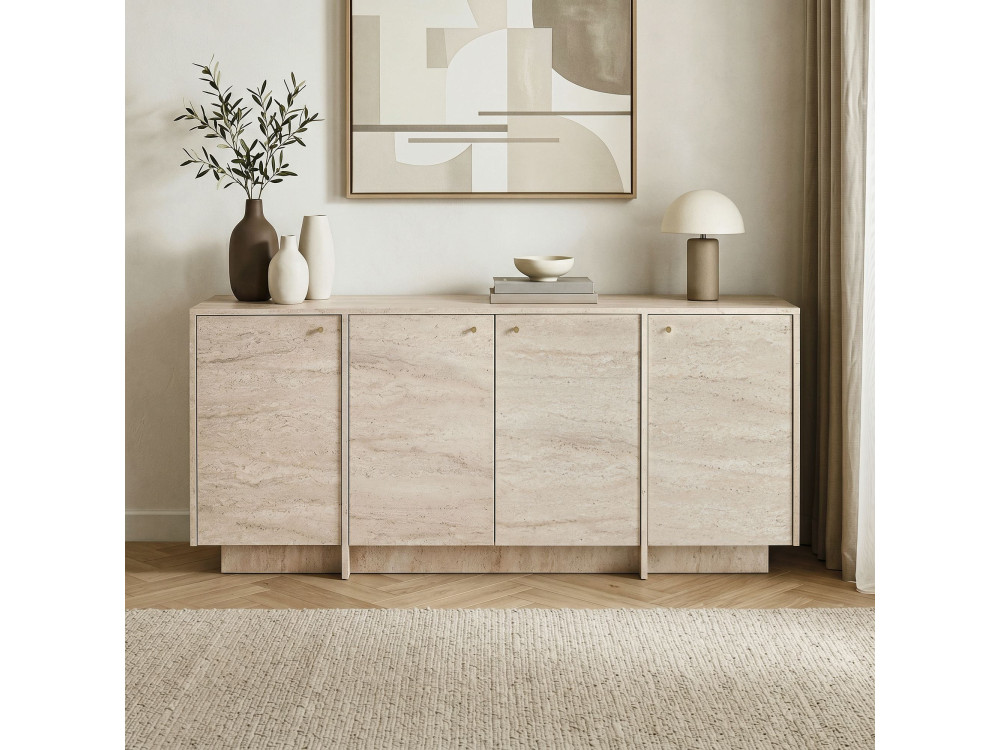 Drewniana konsola „Varen” – 180 x 45 x 82 cm – trawertyn